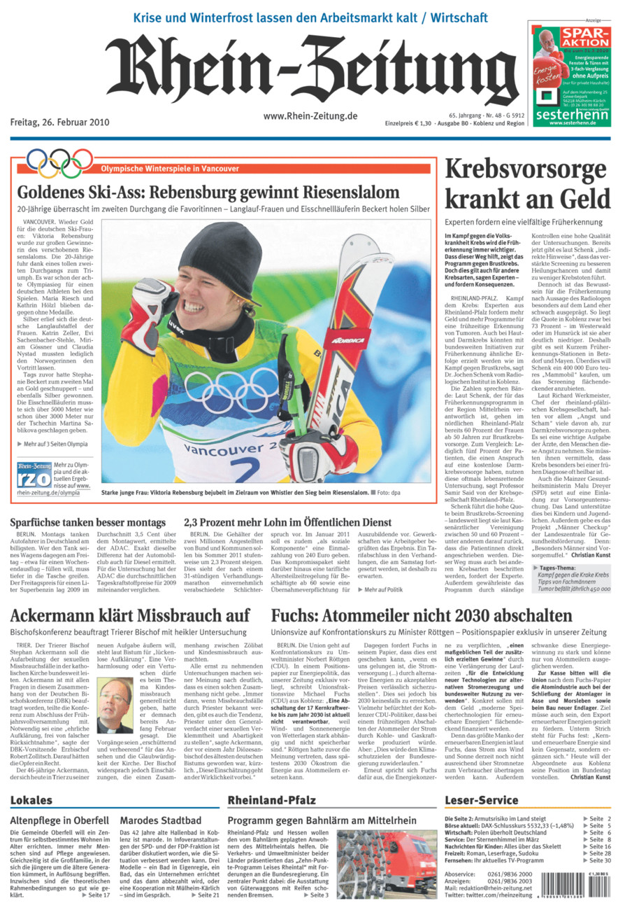Rhein-Zeitung Koblenz & Region vom Freitag, 26.02.2010
