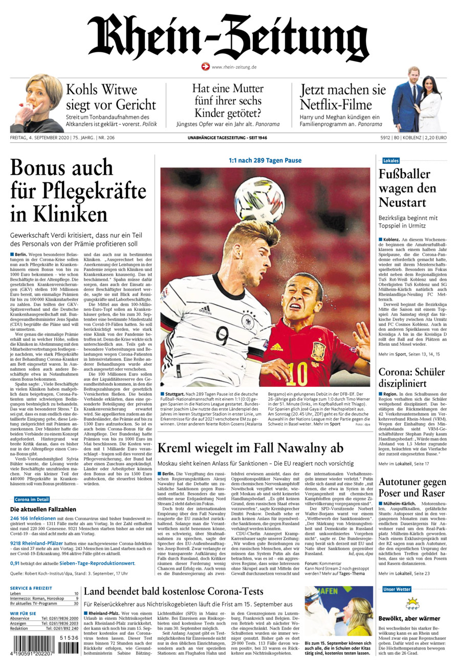 Rhein-Zeitung Koblenz & Region vom Freitag, 04.09.2020