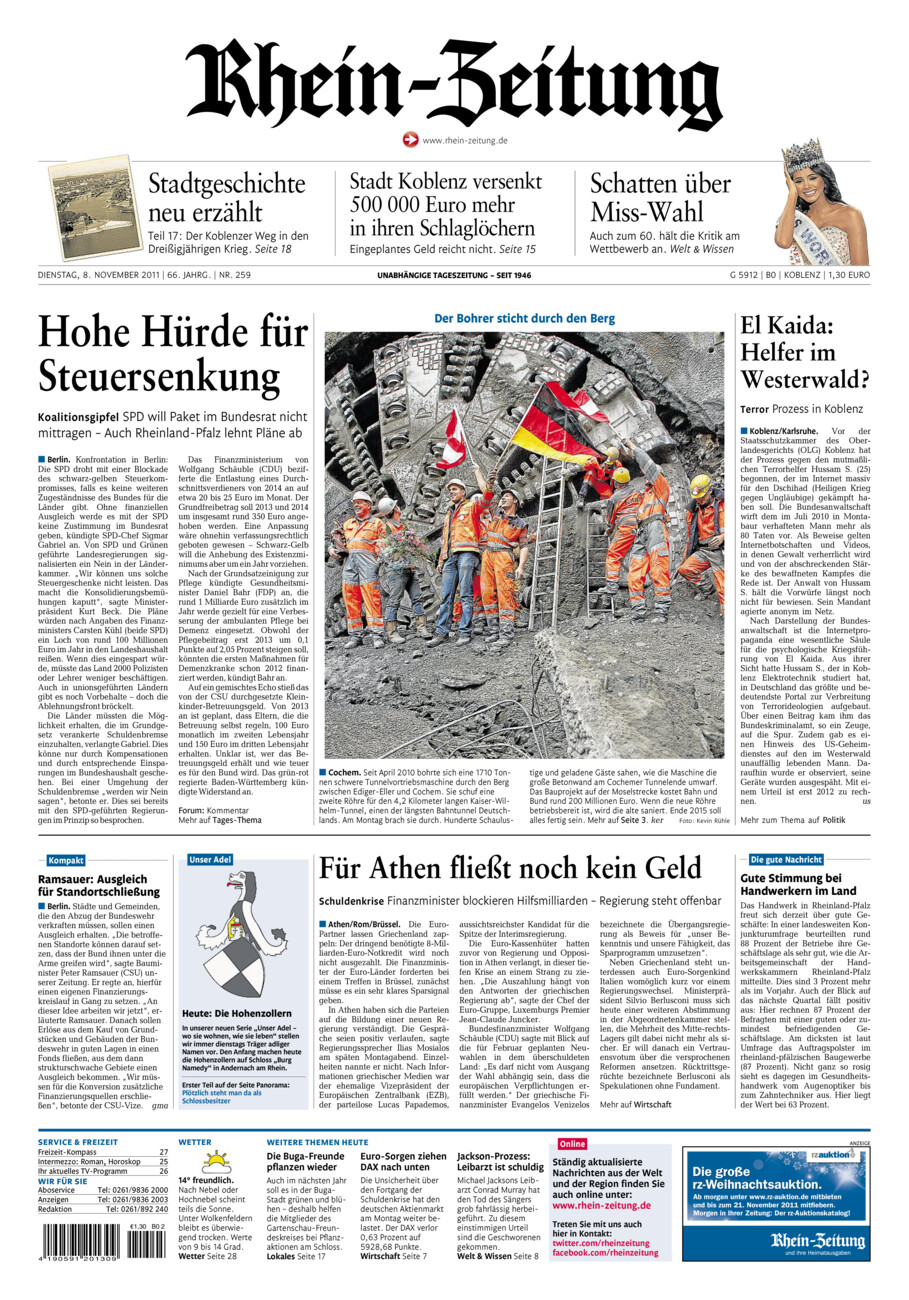 Rhein-Zeitung Koblenz & Region vom Dienstag, 08.11.2011