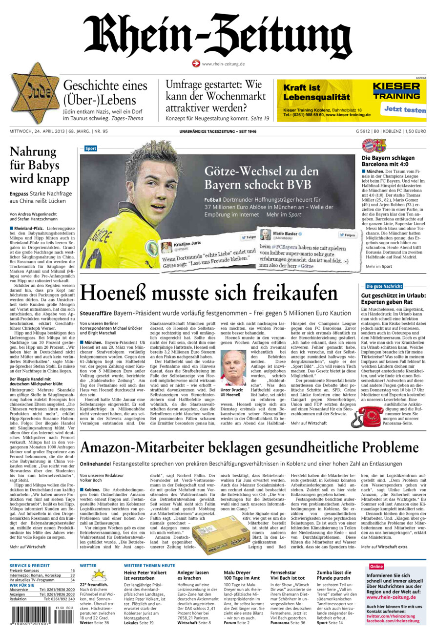 Rhein-Zeitung Koblenz & Region vom Mittwoch, 24.04.2013