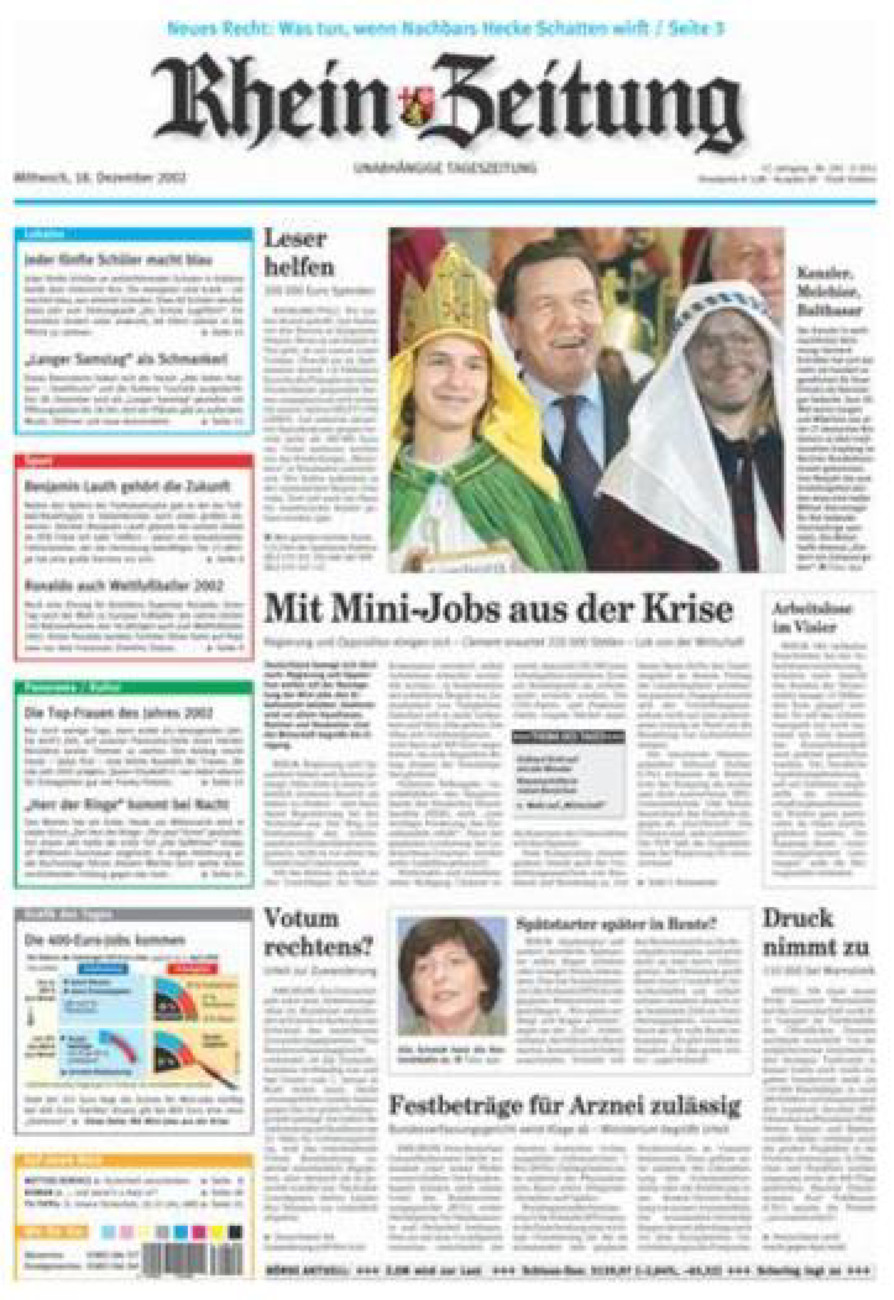 Rhein-Zeitung Koblenz & Region vom Mittwoch, 18.12.2002