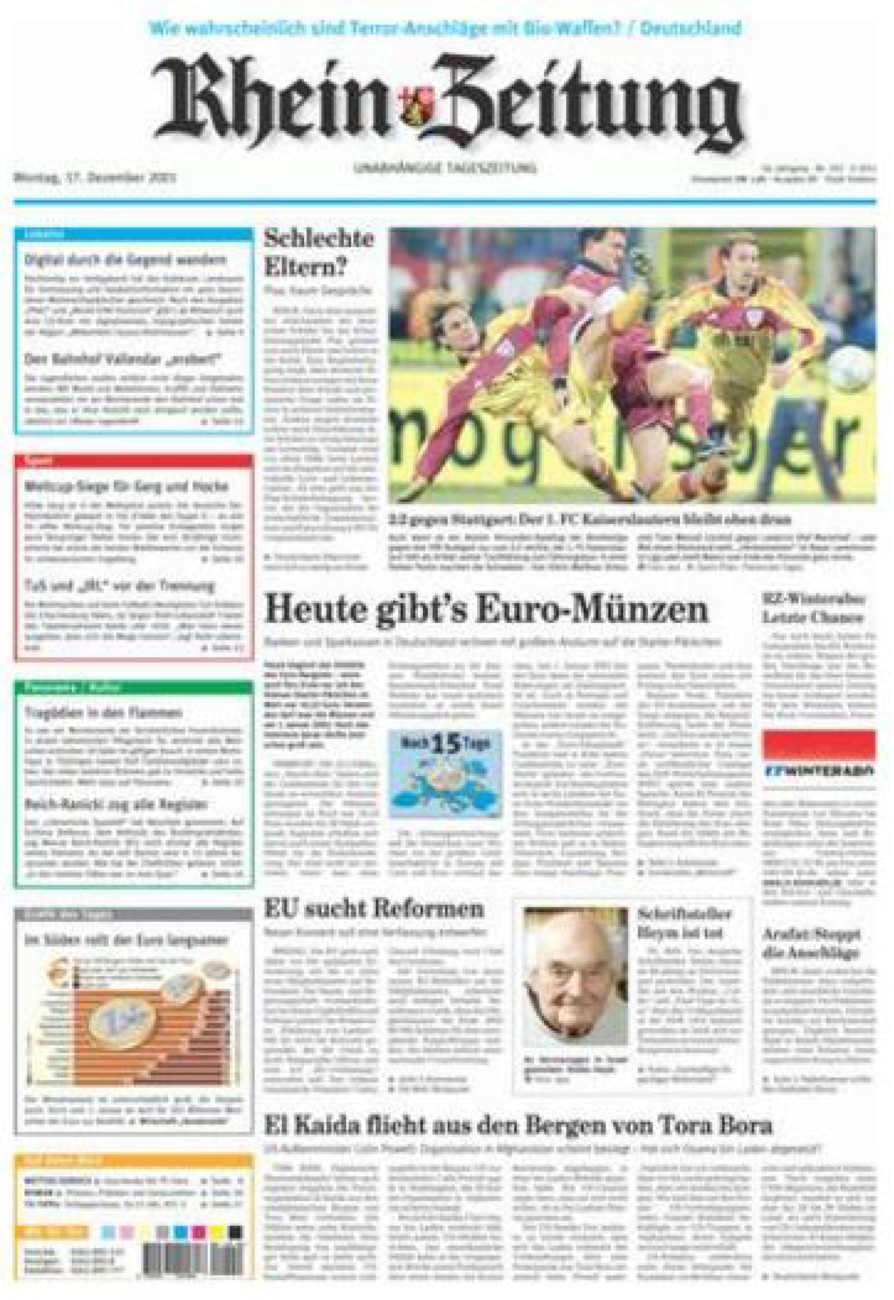 Rhein-Zeitung Koblenz & Region vom Montag, 17.12.2001