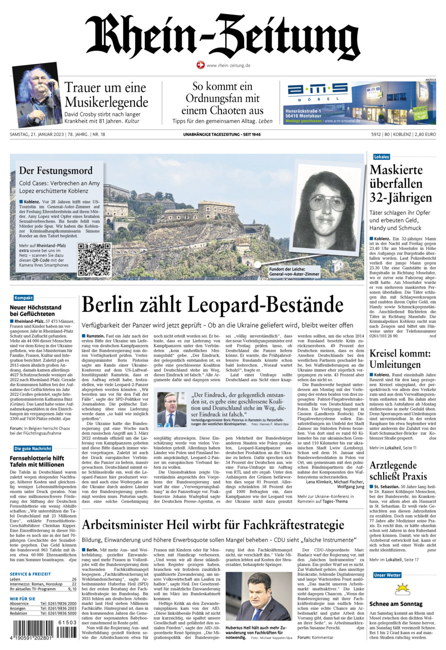 Rhein-Zeitung Koblenz & Region vom Samstag, 21.01.2023