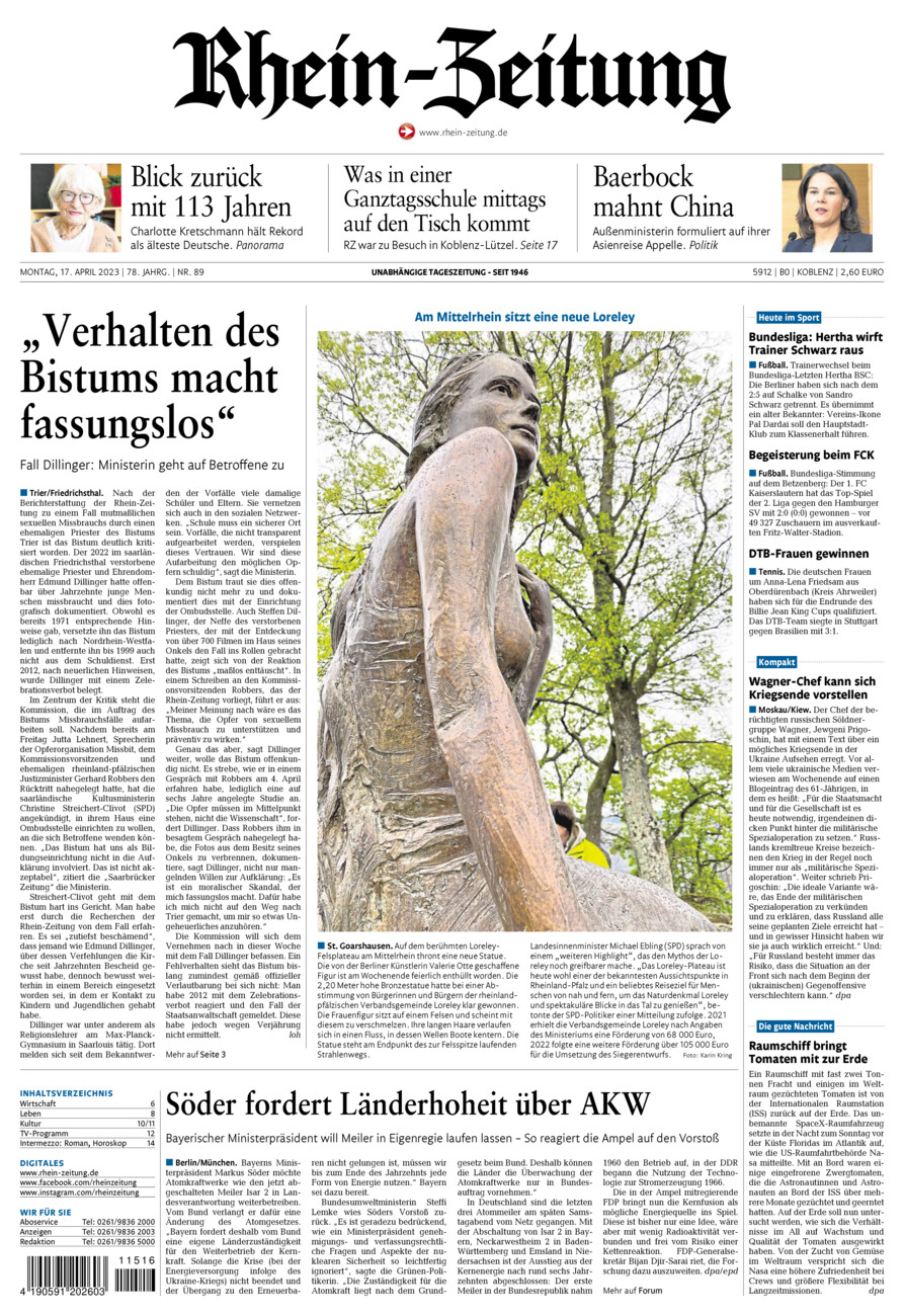 Rhein-Zeitung Koblenz & Region vom Montag, 17.04.2023