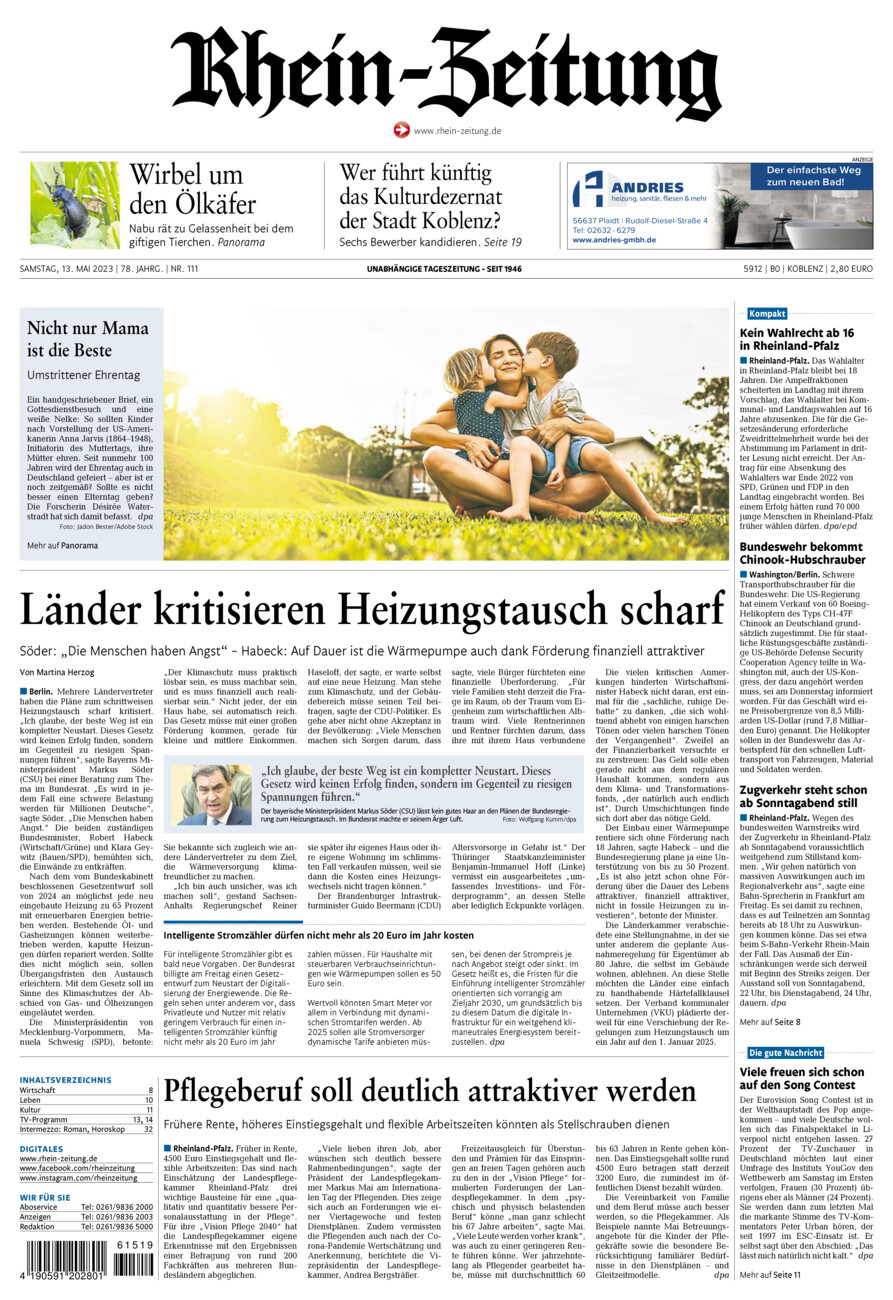 Rhein-Zeitung Koblenz & Region vom Samstag, 13.05.2023
