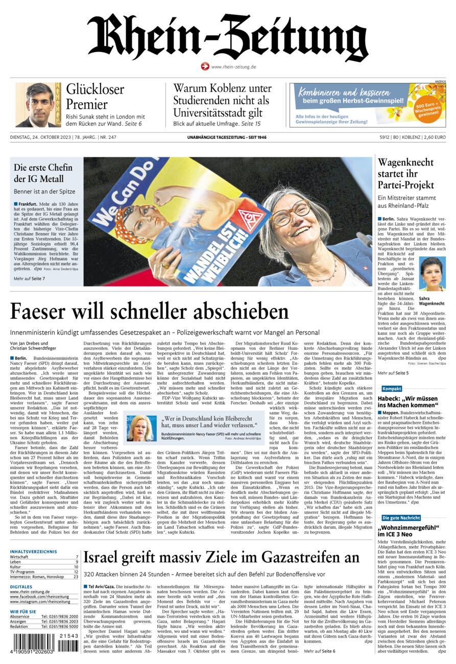 Rhein-Zeitung Koblenz & Region vom Dienstag, 24.10.2023