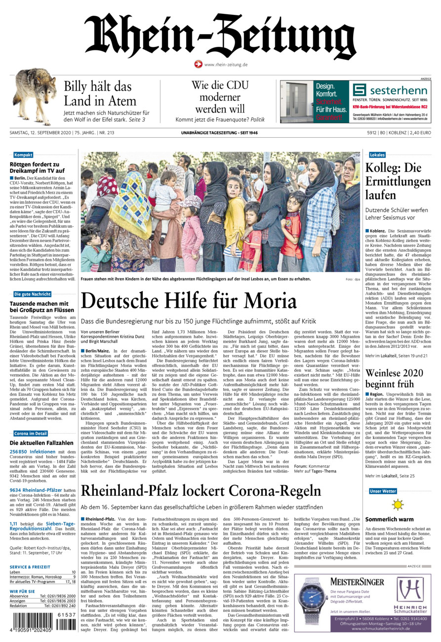 Rhein-Zeitung Koblenz & Region vom Samstag, 12.09.2020