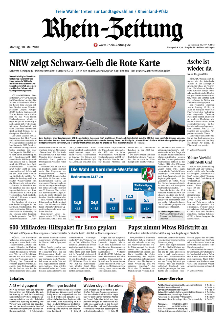 Rhein-Zeitung Koblenz & Region vom Montag, 10.05.2010