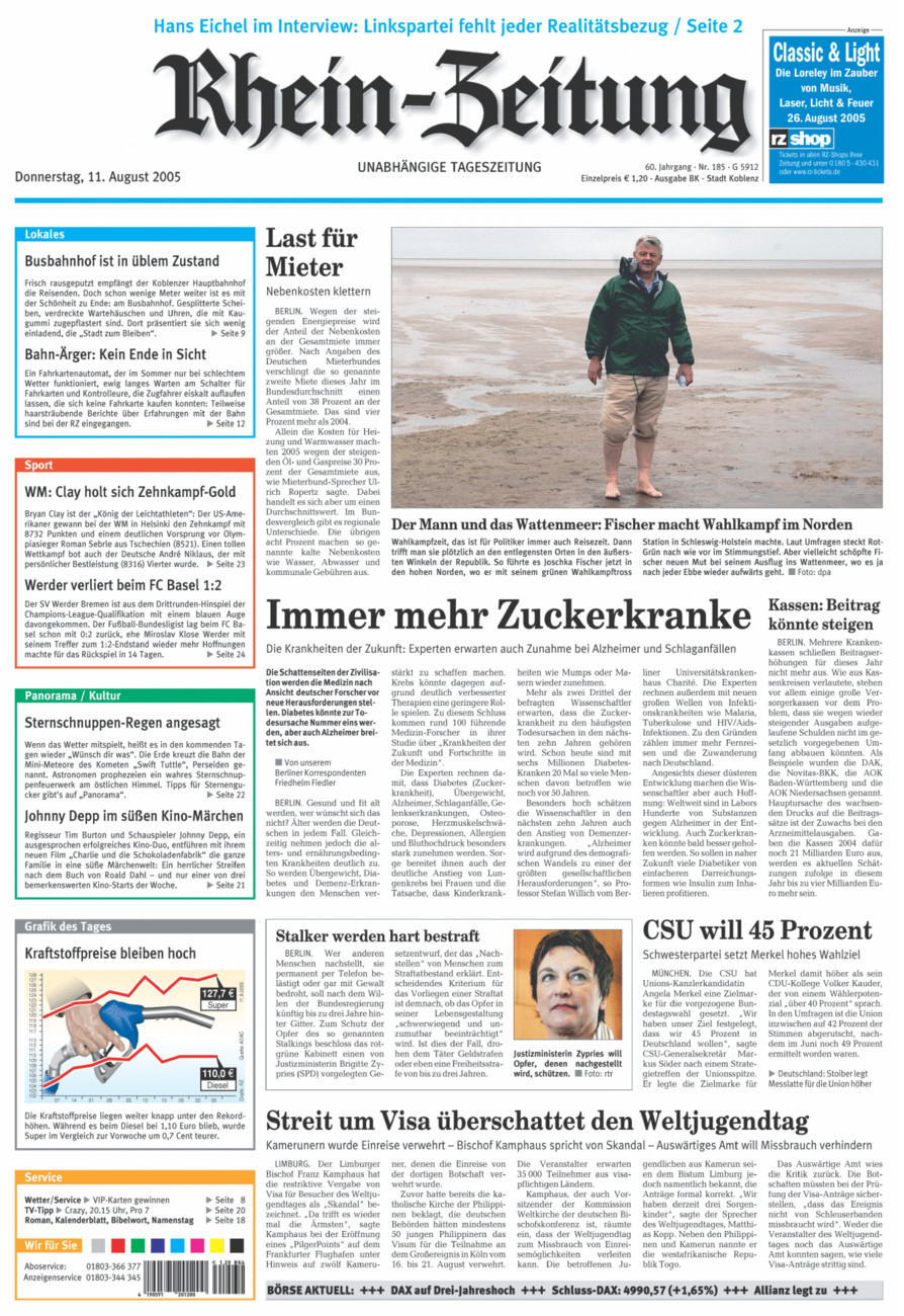 Rhein-Zeitung Koblenz & Region vom Donnerstag, 11.08.2005