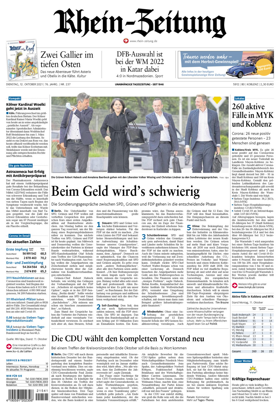 Rhein-Zeitung Koblenz & Region vom Dienstag, 12.10.2021