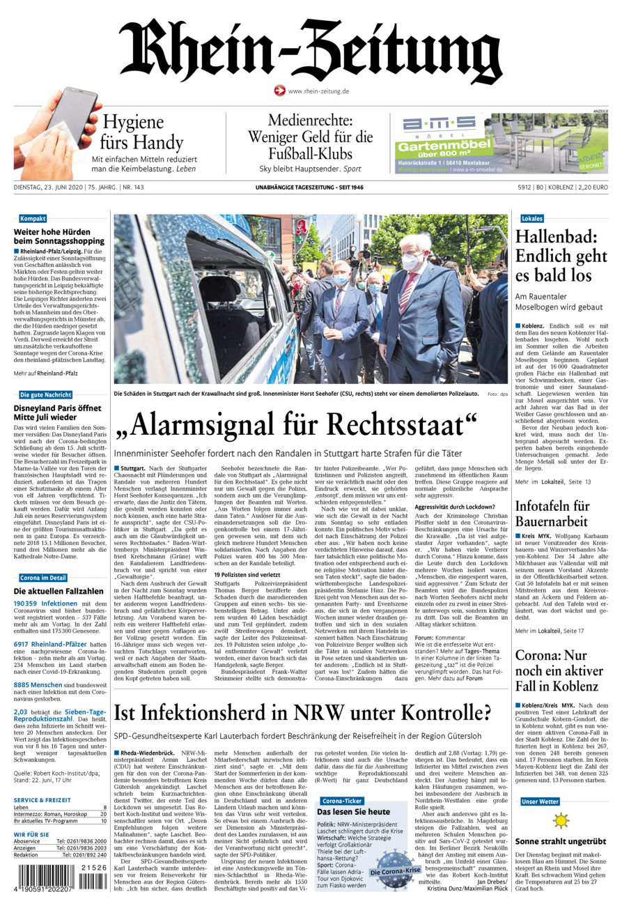Rhein-Zeitung Koblenz & Region vom Dienstag, 23.06.2020