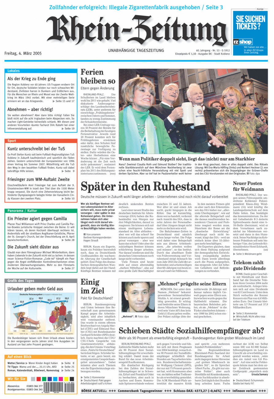 Rhein-Zeitung Koblenz & Region vom Freitag, 04.03.2005