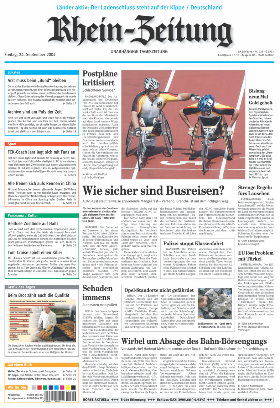 Rhein-Zeitung Koblenz & Region vom Freitag, 24.09.2004