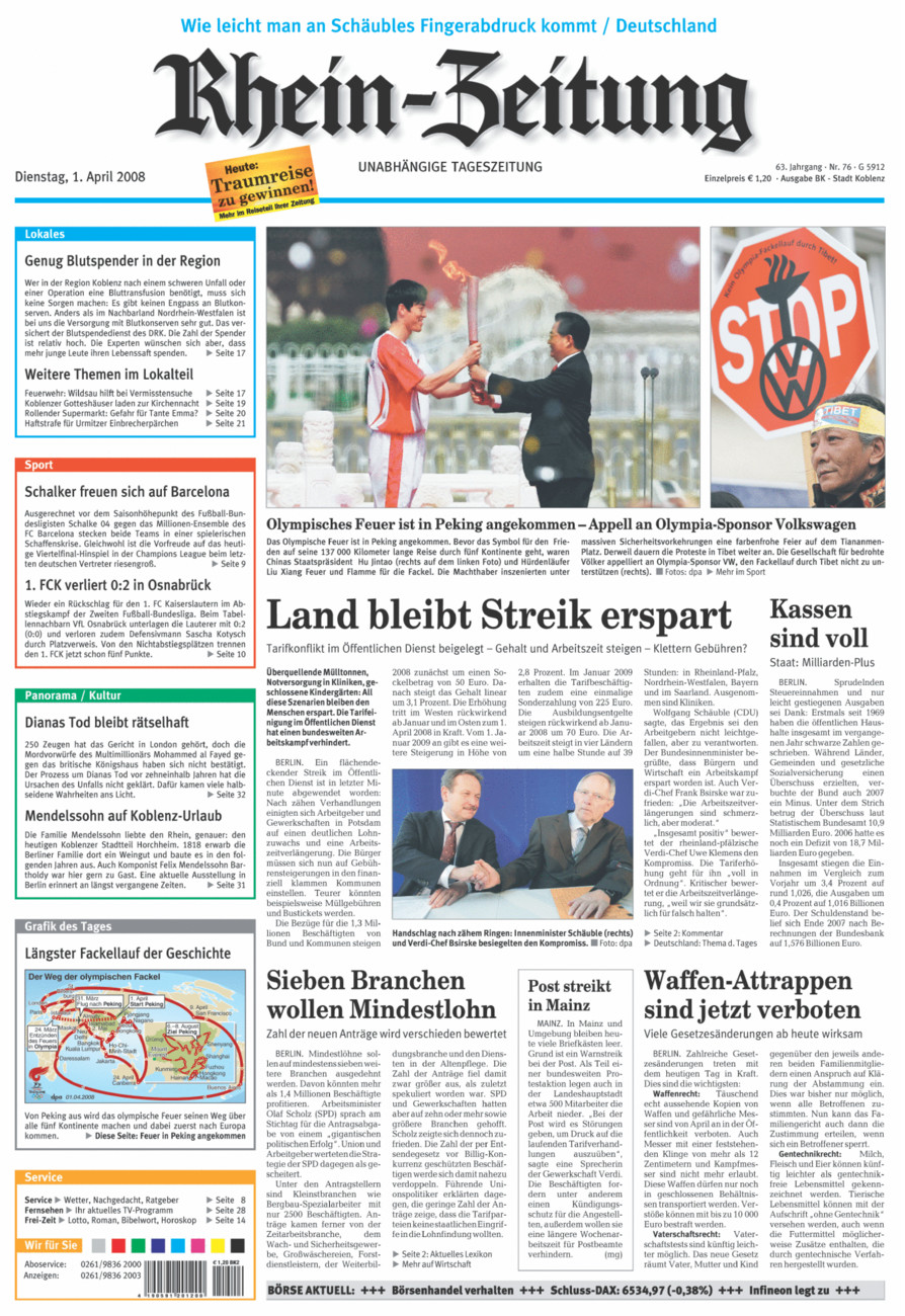 Rhein-Zeitung Koblenz & Region vom Dienstag, 01.04.2008