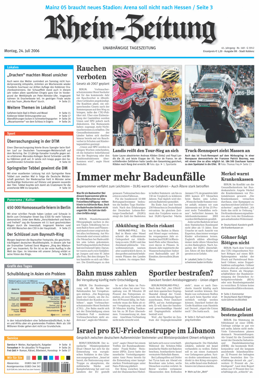 Rhein-Zeitung Koblenz & Region vom Montag, 24.07.2006
