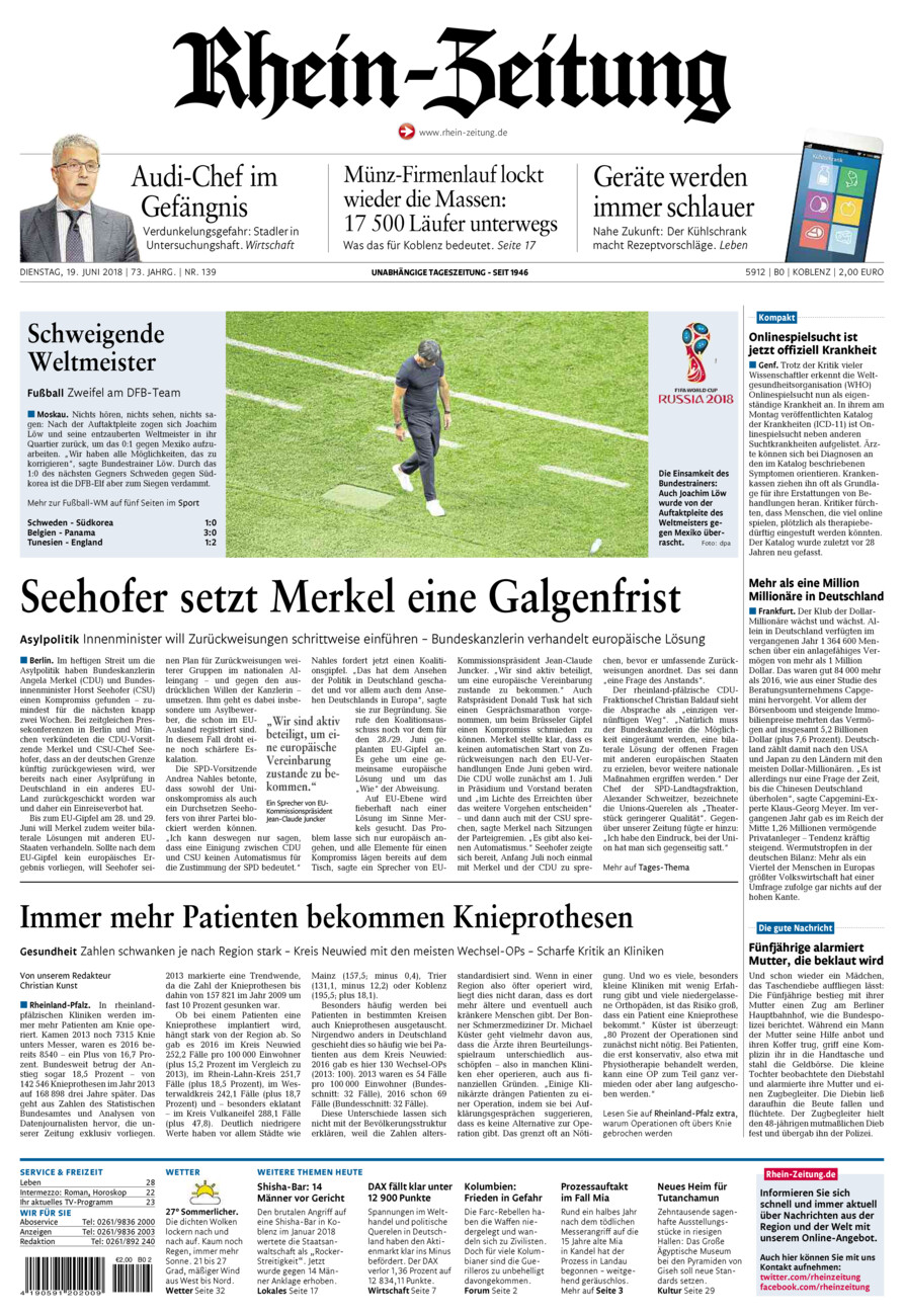 Rhein-Zeitung Koblenz & Region vom Dienstag, 19.06.2018