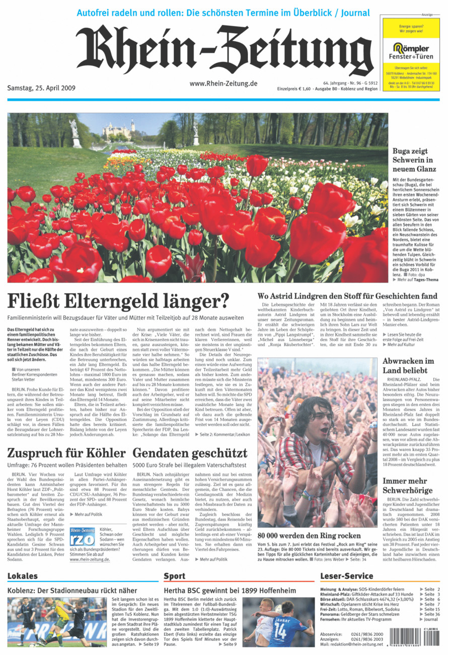 Rhein-Zeitung Koblenz & Region vom Samstag, 25.04.2009