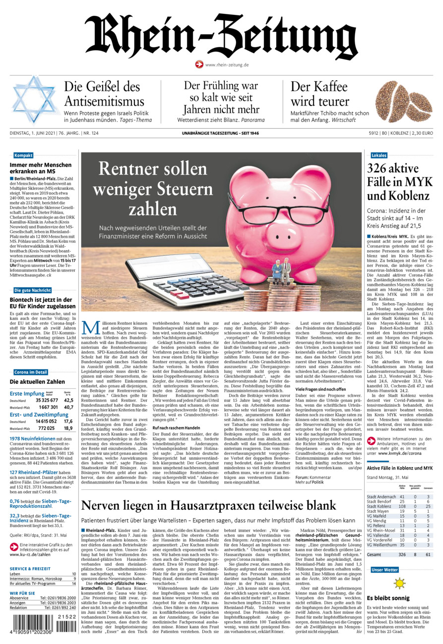Rhein-Zeitung Koblenz & Region vom Dienstag, 01.06.2021