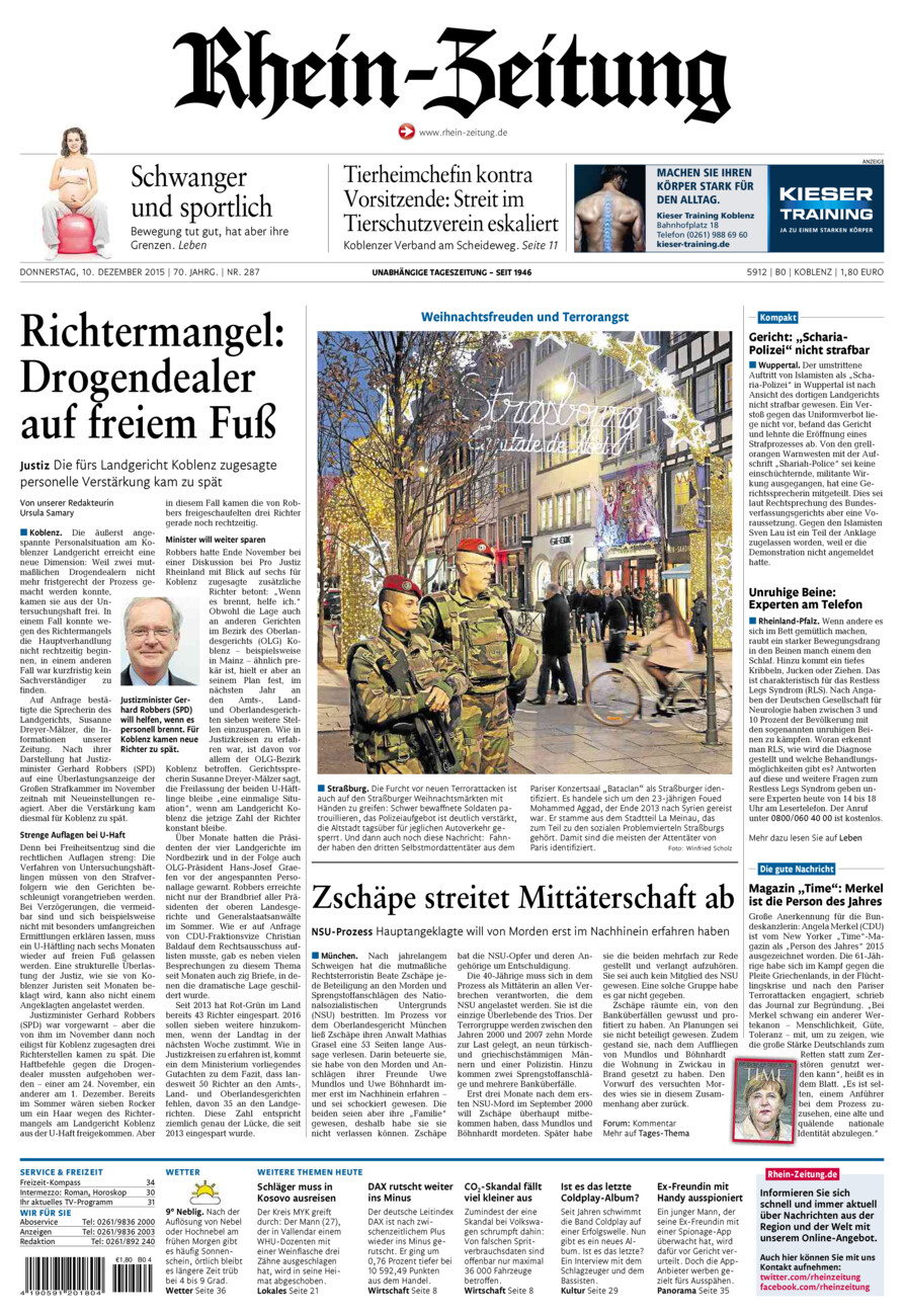 Rhein-Zeitung Koblenz & Region vom Donnerstag, 10.12.2015