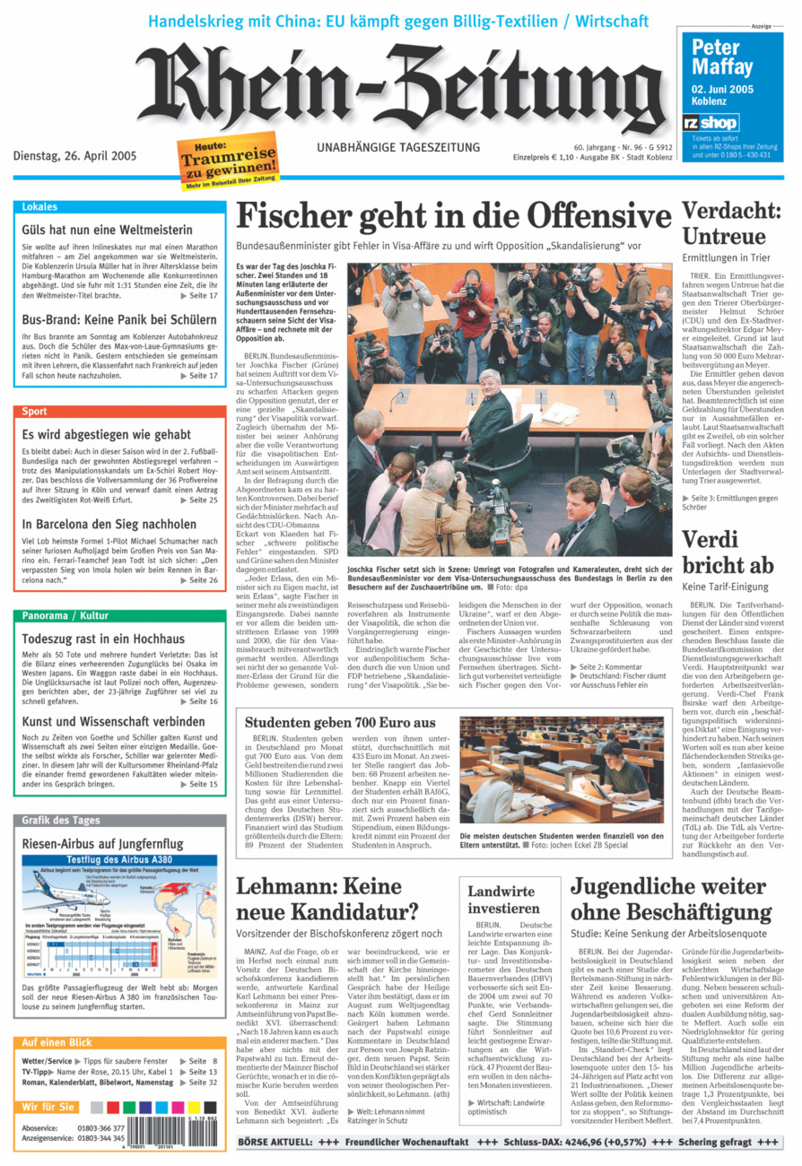 Rhein-Zeitung Koblenz & Region vom Dienstag, 26.04.2005