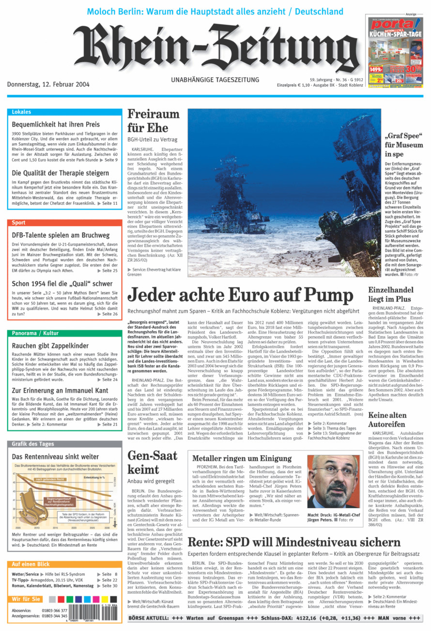 Rhein-Zeitung Koblenz & Region vom Donnerstag, 12.02.2004