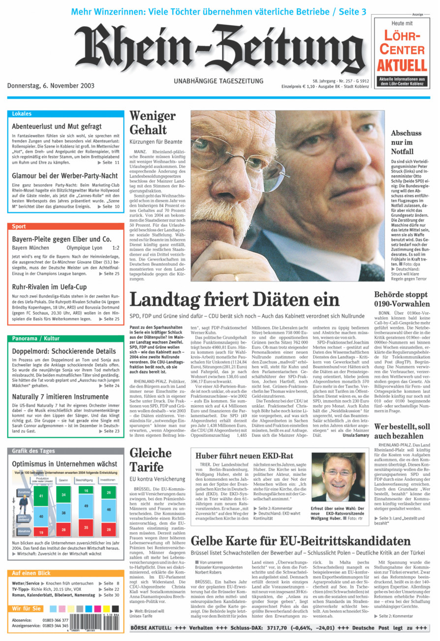 Rhein-Zeitung Koblenz & Region vom Donnerstag, 06.11.2003
