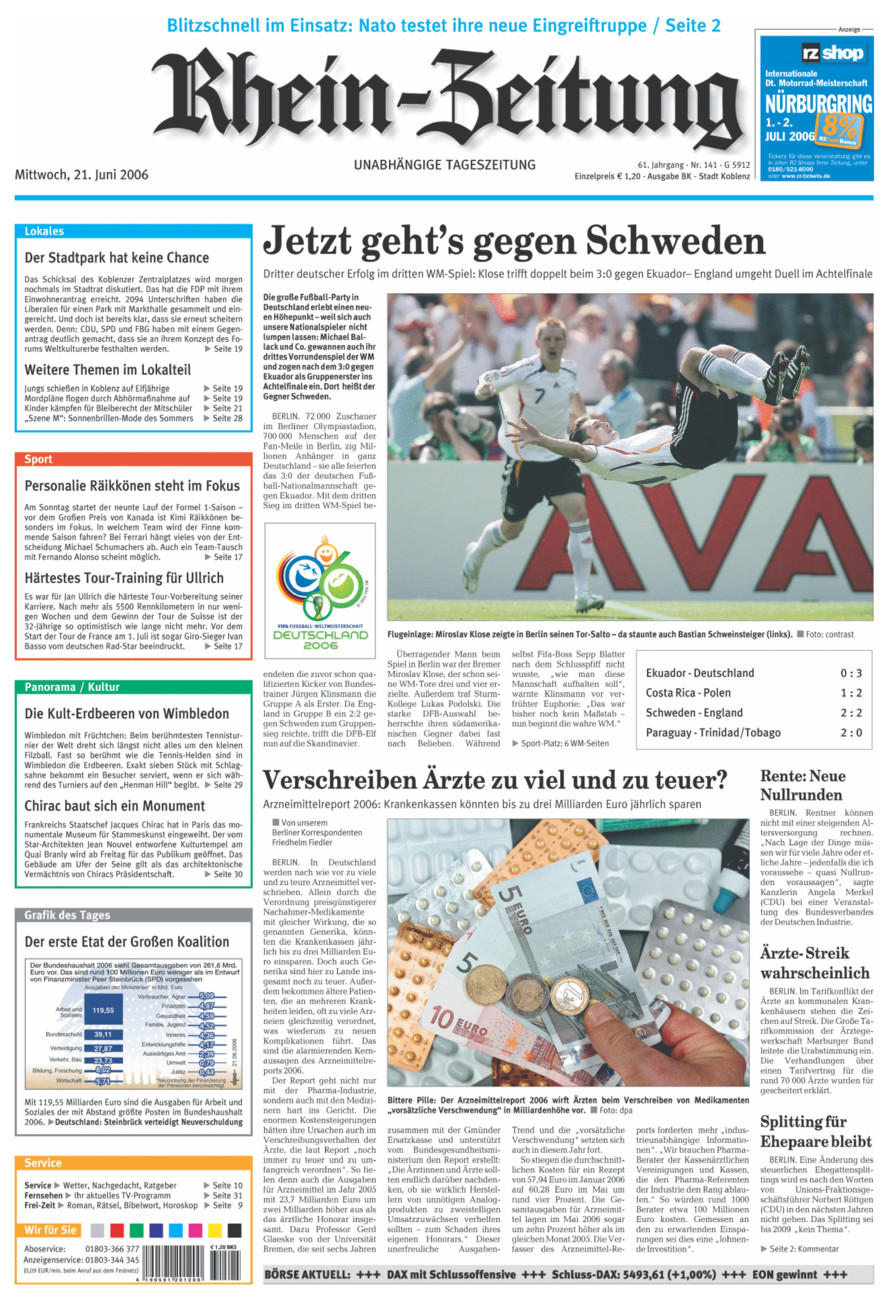 Rhein-Zeitung Koblenz & Region vom Mittwoch, 21.06.2006