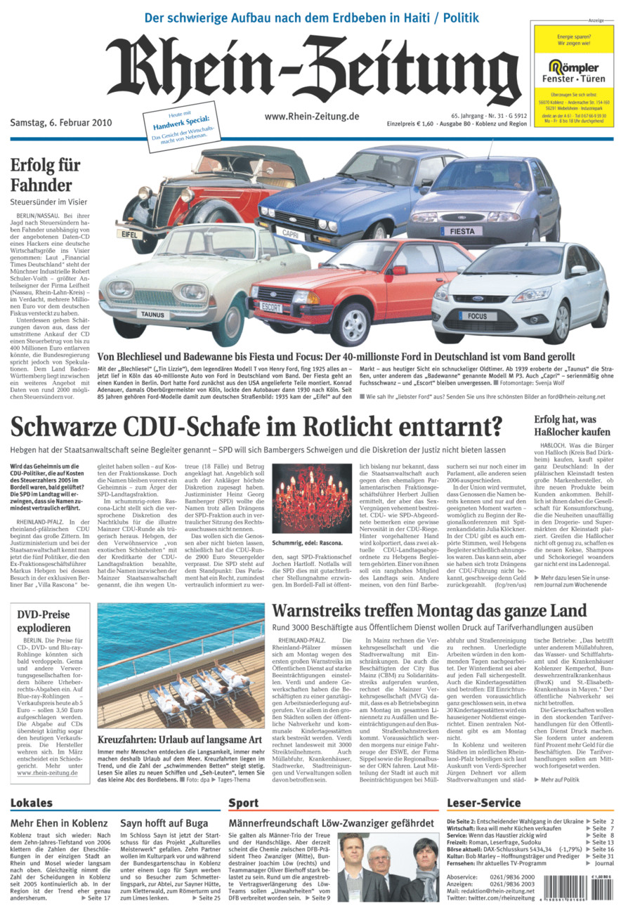 Rhein-Zeitung Koblenz & Region vom Samstag, 06.02.2010