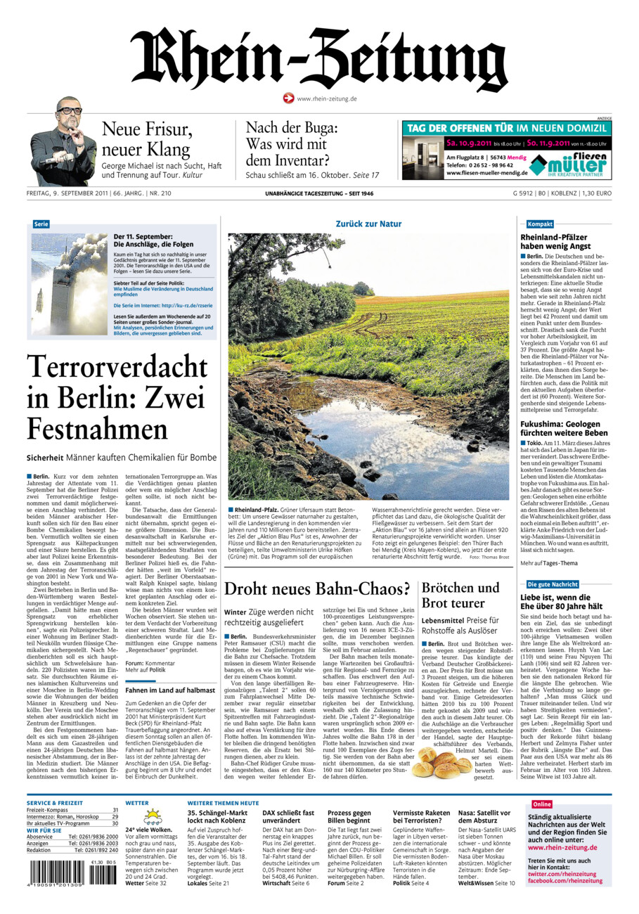 Rhein-Zeitung Koblenz & Region vom Freitag, 09.09.2011