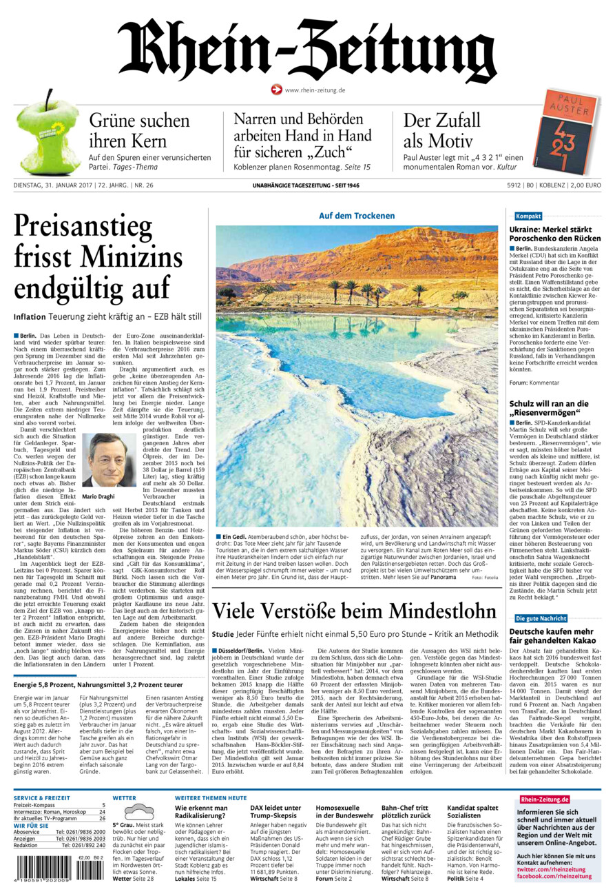 Rhein-Zeitung Koblenz & Region vom Dienstag, 31.01.2017