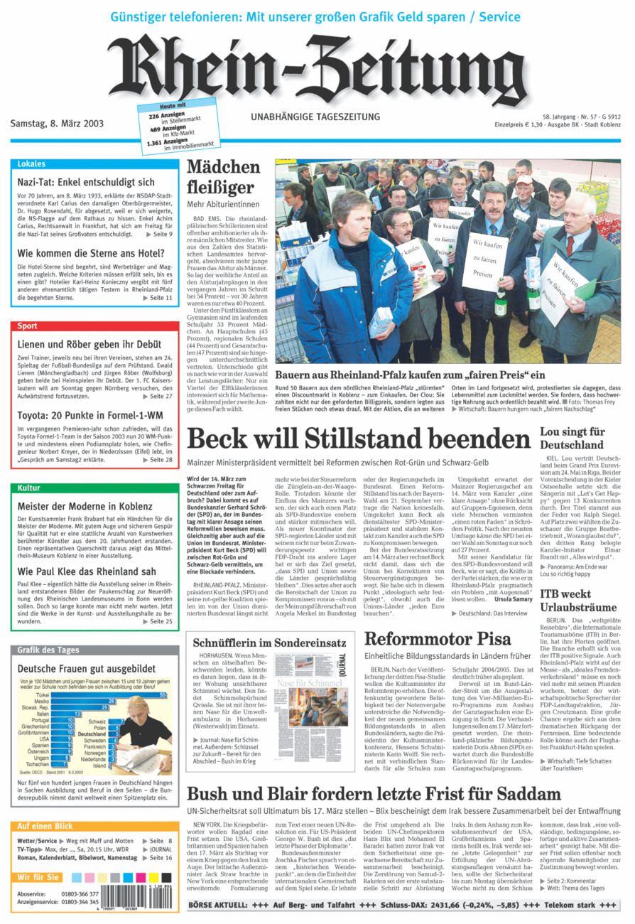 Rhein-Zeitung Koblenz & Region vom Samstag, 08.03.2003