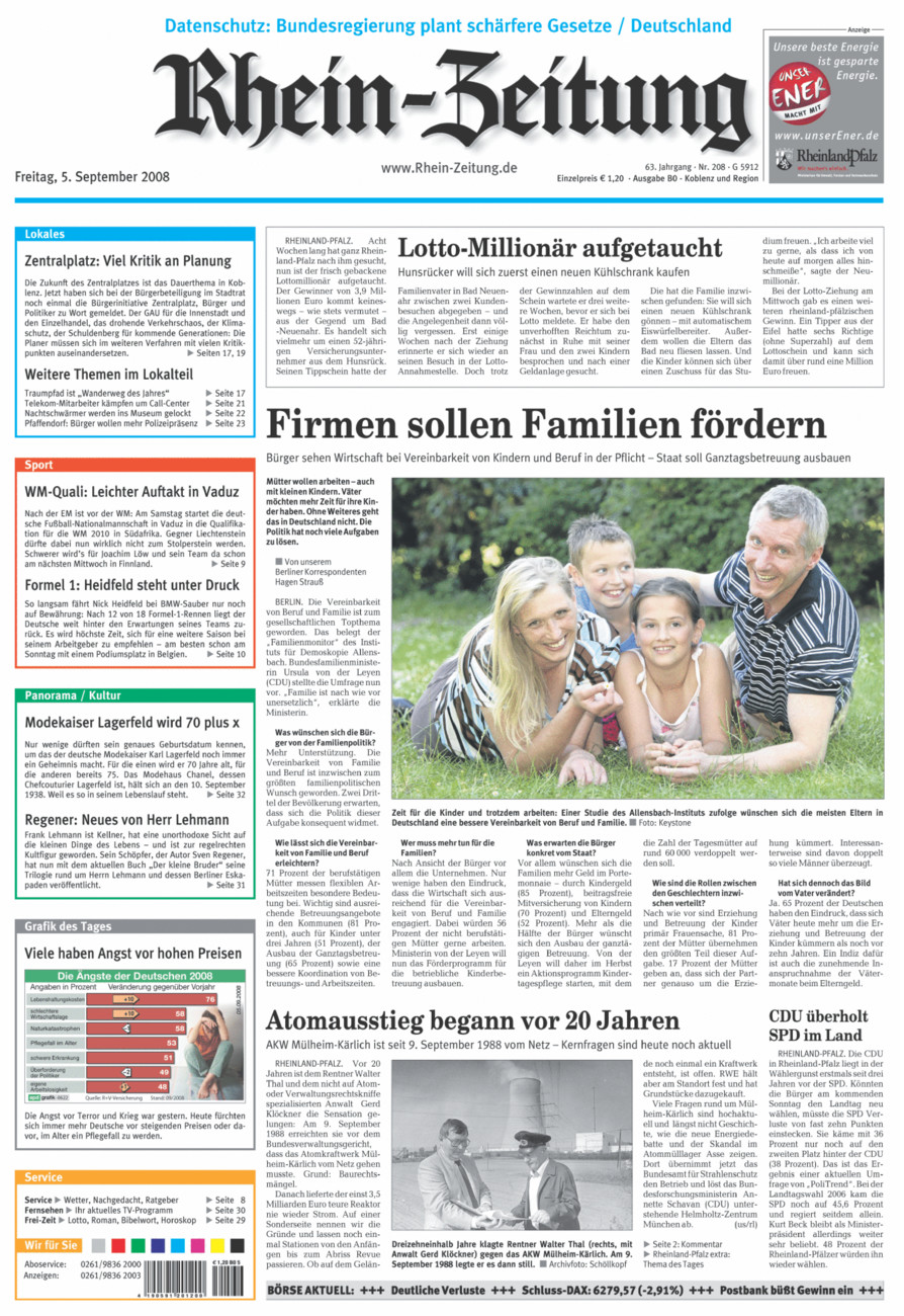 Rhein-Zeitung Koblenz & Region vom Freitag, 05.09.2008