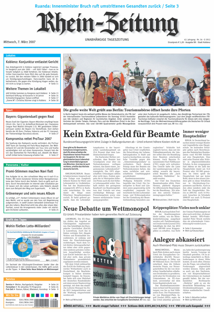 Rhein-Zeitung Koblenz & Region vom Mittwoch, 07.03.2007