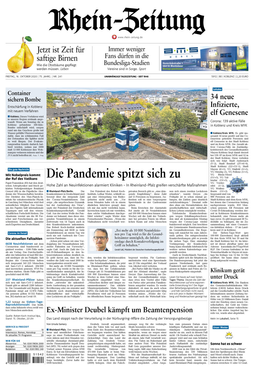 Rhein-Zeitung Koblenz & Region vom Freitag, 16.10.2020