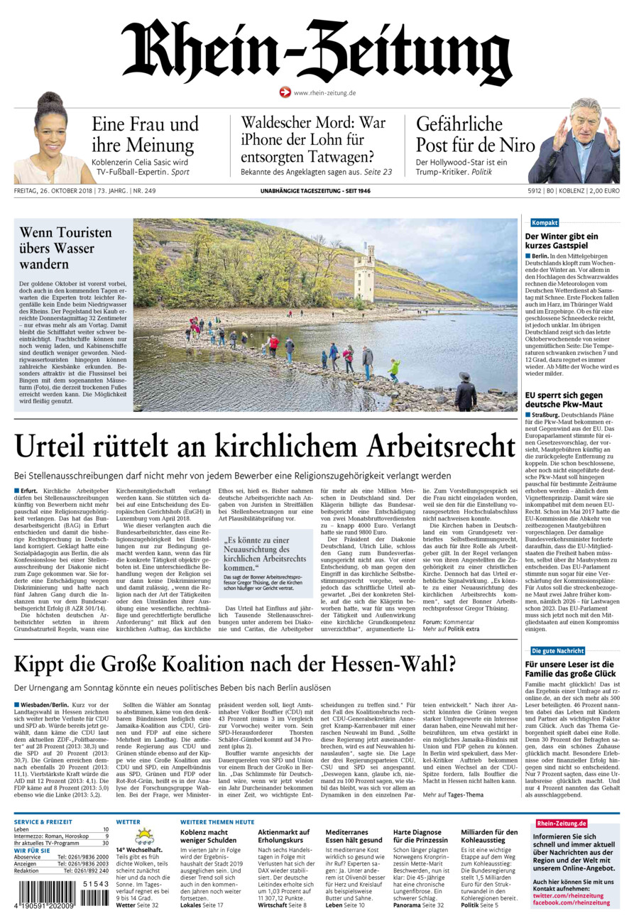 Rhein-Zeitung Koblenz & Region vom Freitag, 26.10.2018