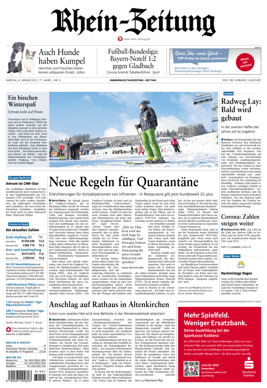 Rhein-Zeitung Koblenz & Region vom Samstag, 08.01.2022