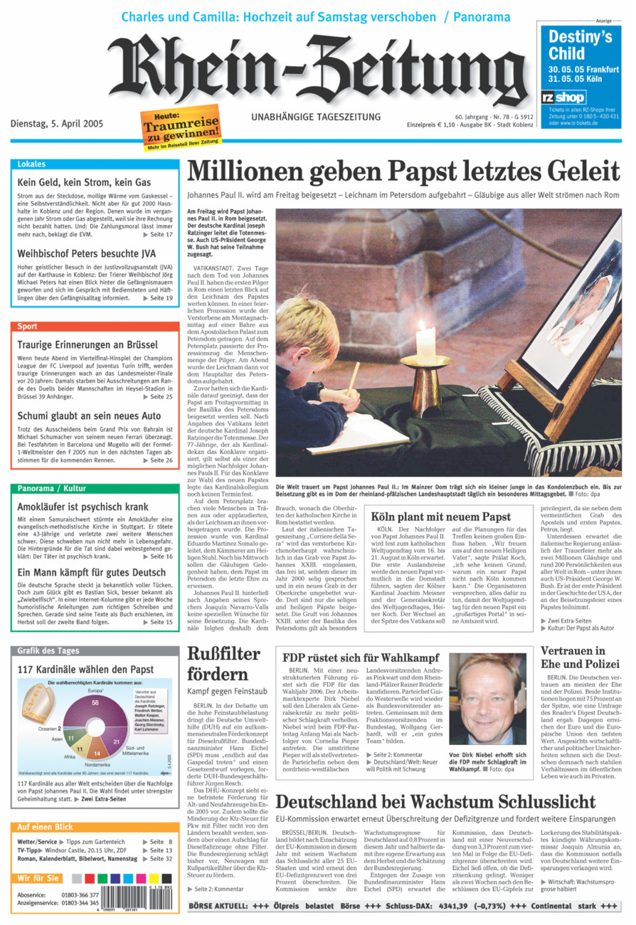 Rhein-Zeitung Koblenz & Region vom Dienstag, 05.04.2005
