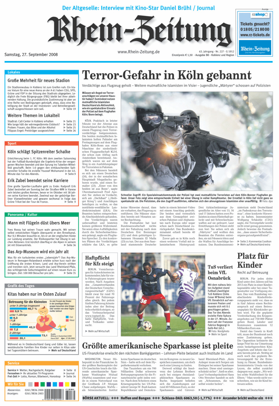 Rhein-Zeitung Koblenz & Region vom Samstag, 27.09.2008