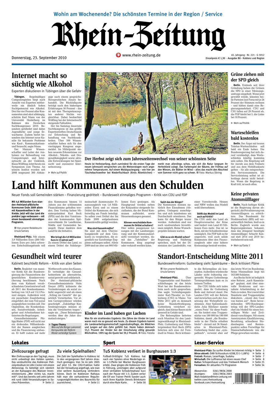 Rhein-Zeitung Koblenz & Region vom Donnerstag, 23.09.2010