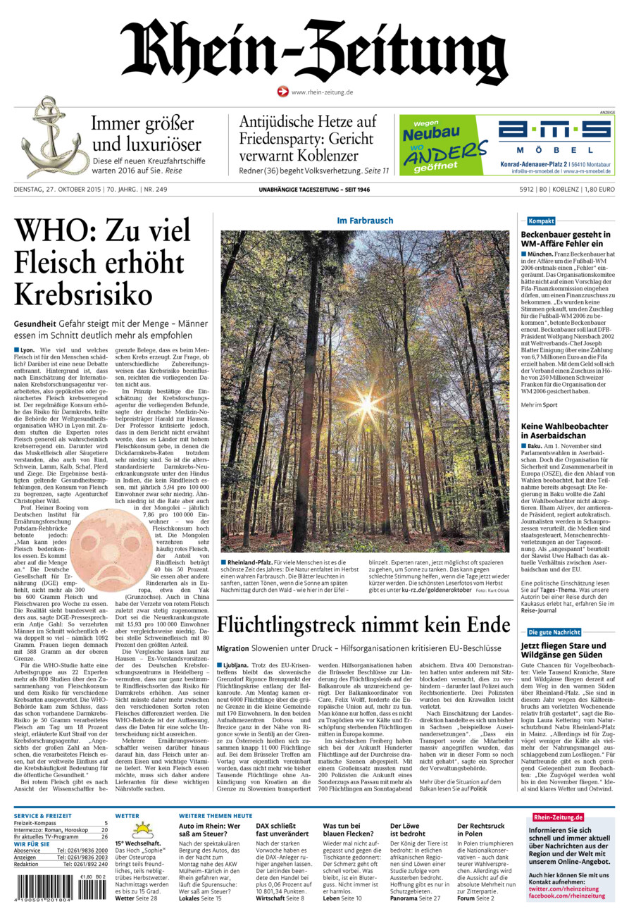 Rhein-Zeitung Koblenz & Region vom Dienstag, 27.10.2015