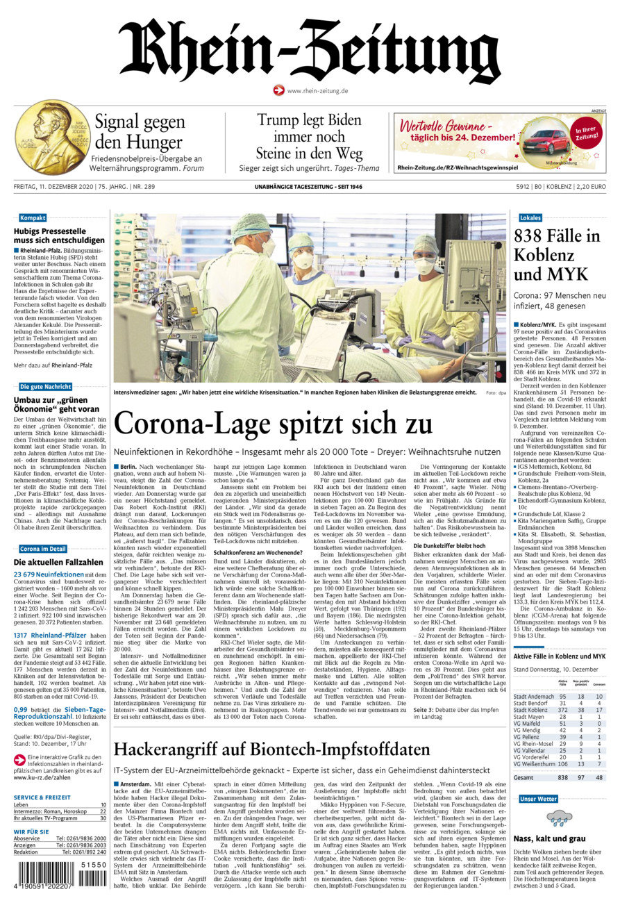 Rhein-Zeitung Koblenz & Region vom Freitag, 11.12.2020