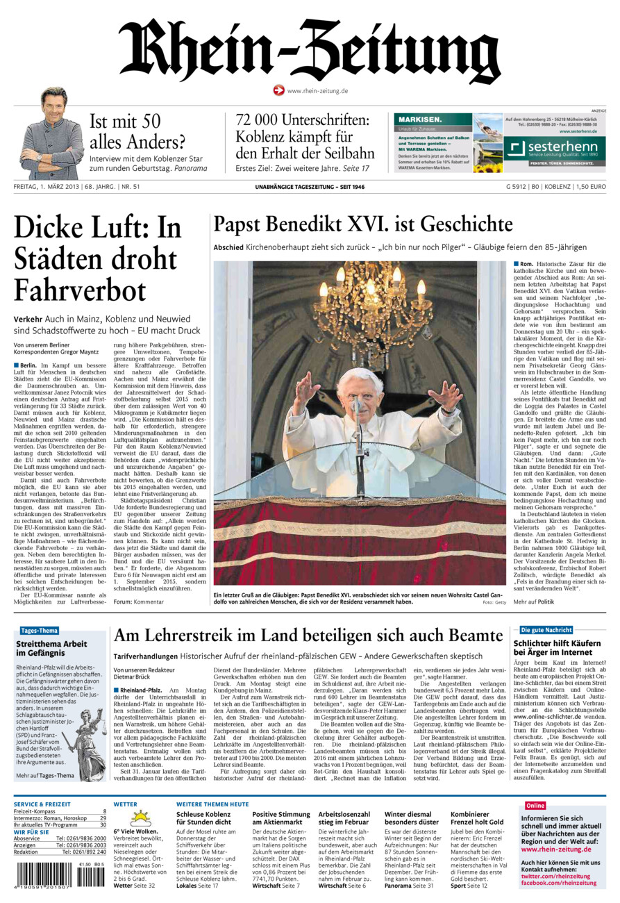 Rhein-Zeitung Koblenz & Region vom Freitag, 01.03.2013