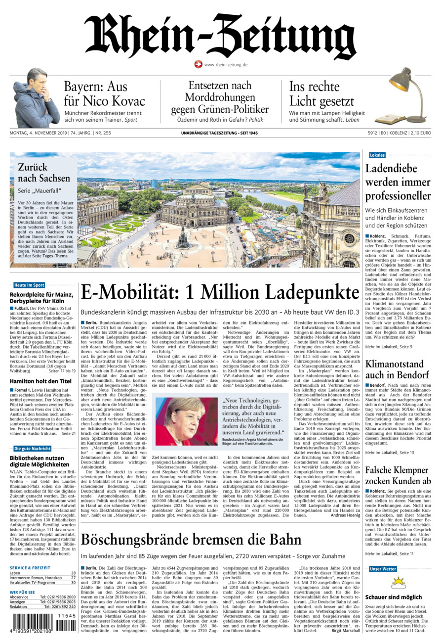 Rhein-Zeitung Koblenz & Region vom Montag, 04.11.2019