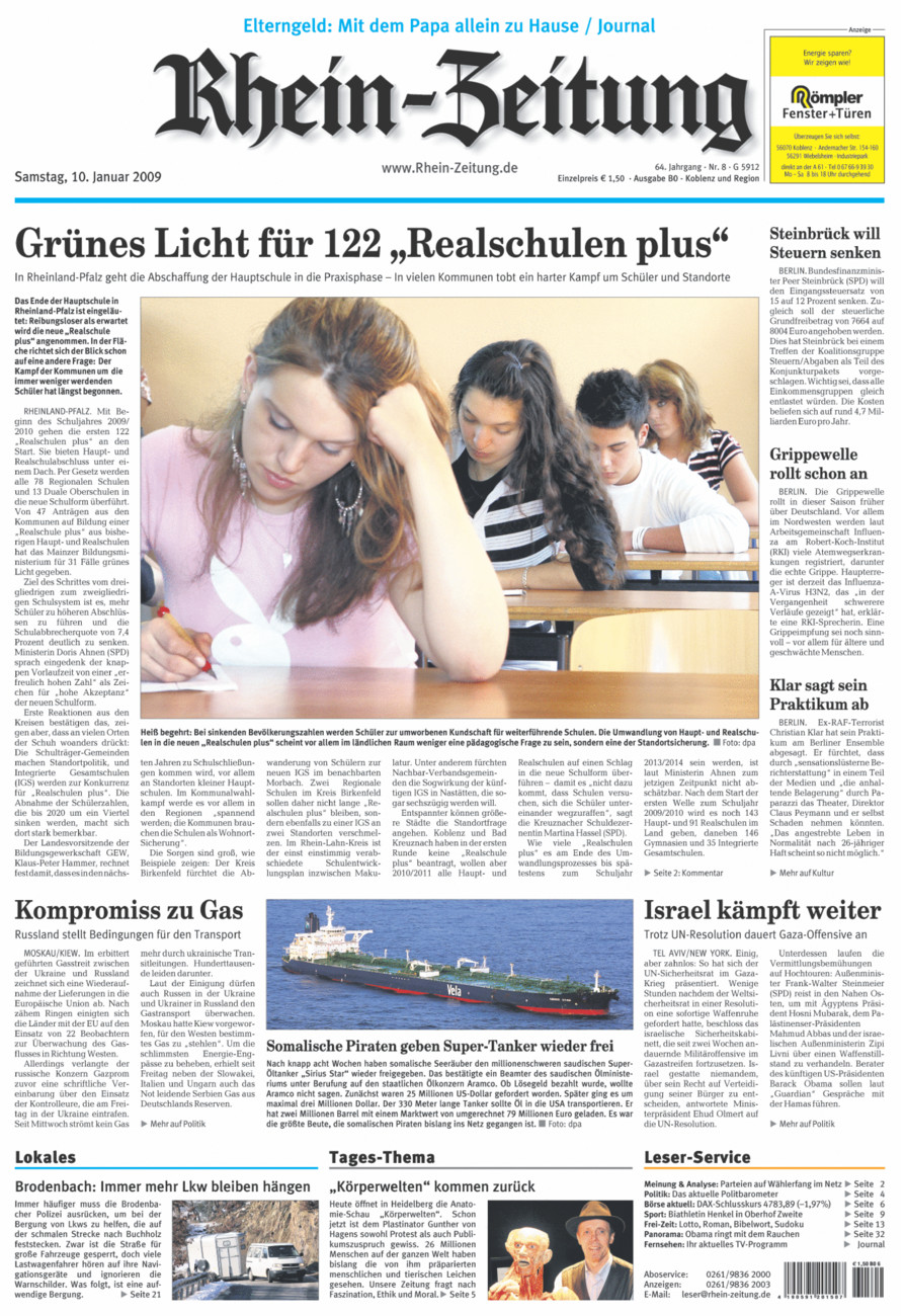 Rhein-Zeitung Koblenz & Region vom Samstag, 10.01.2009