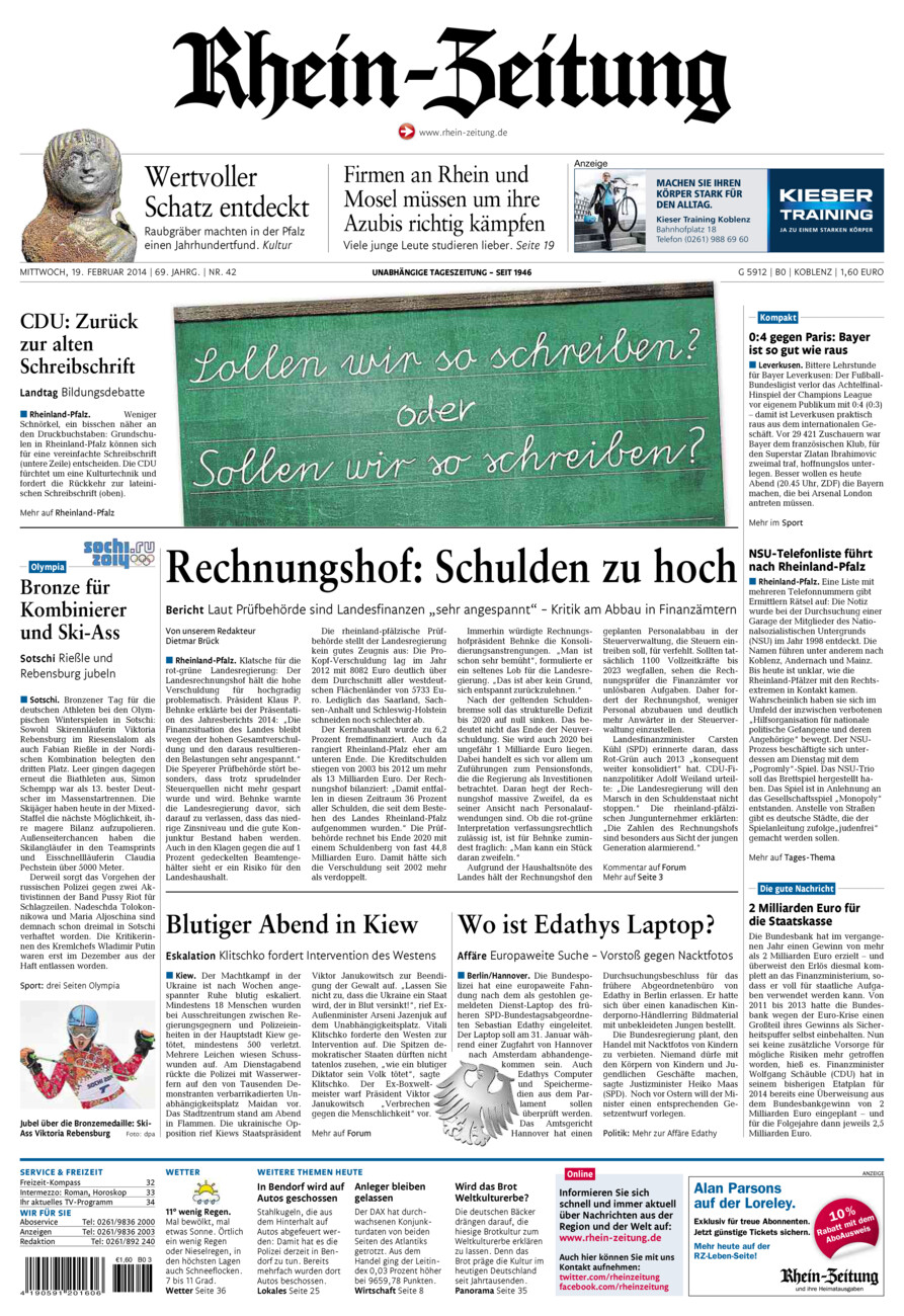 Rhein-Zeitung Koblenz & Region vom Mittwoch, 19.02.2014