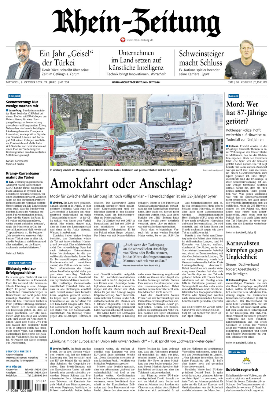 Rhein-Zeitung Koblenz & Region vom Mittwoch, 09.10.2019