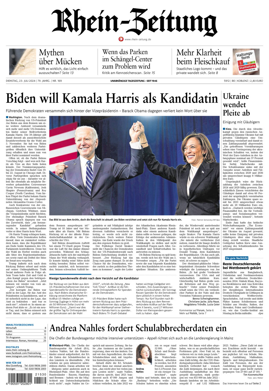 Rhein-Zeitung Koblenz & Region vom Dienstag, 23.07.2024