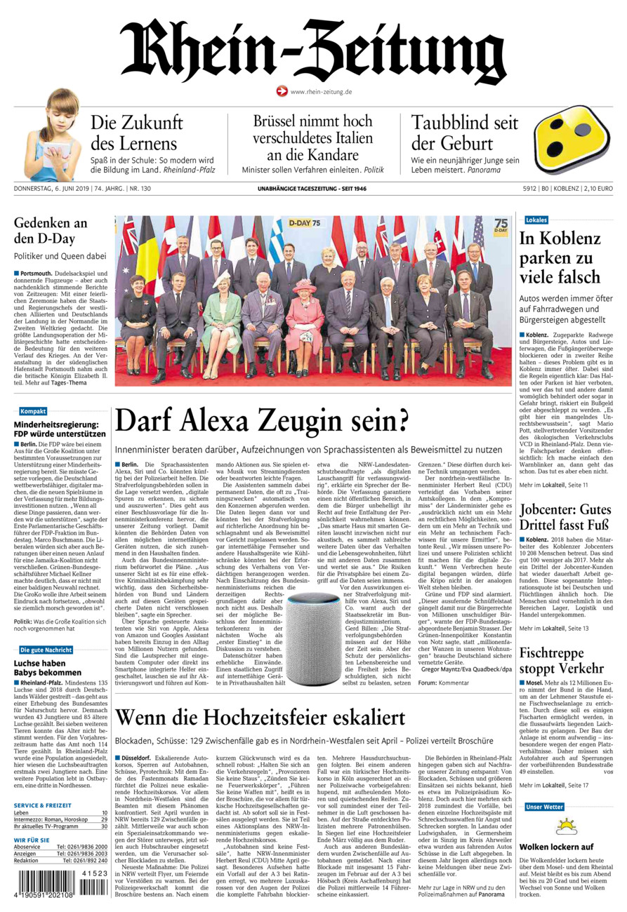Rhein-Zeitung Koblenz & Region vom Donnerstag, 06.06.2019