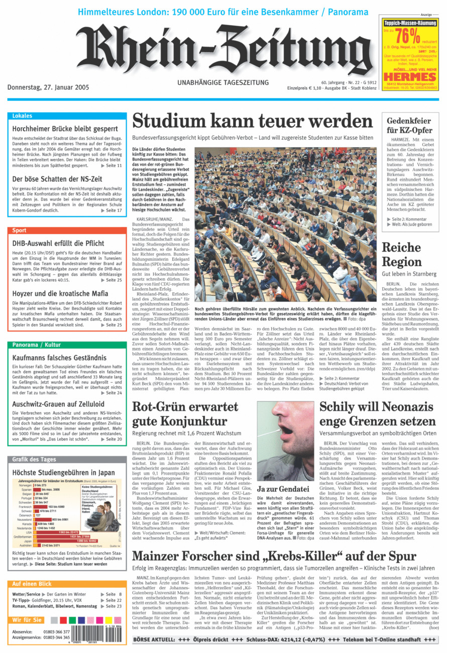Rhein-Zeitung Koblenz & Region vom Donnerstag, 27.01.2005