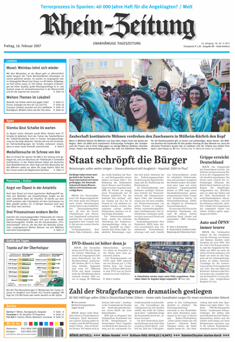 Rhein-Zeitung Koblenz & Region vom Freitag, 16.02.2007